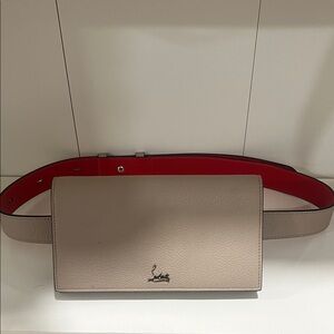Christian Louboutin Beige Belt Bag with Red Interior